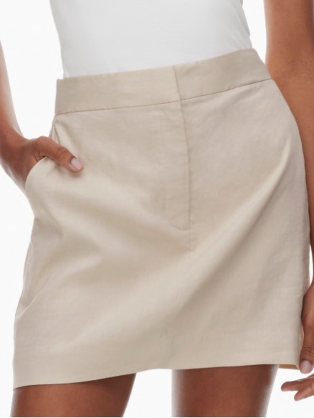Babaton Beige Cream Linen Mini Skirt